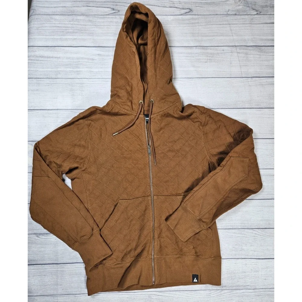 American Giant Diamond‎ Stitch Classic Full Zip Hoodie Mens Large Brown USA